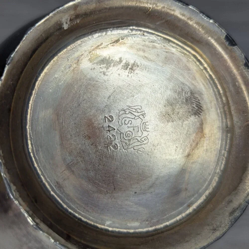 Vintage S.F. Co Silver Plate 2422 Brandy Warmer w/Wooden Handle 10